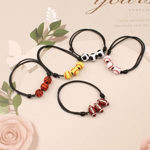 Bracelet perlé personnalisé pour les fans de baseball, softball et football, bijoux en corde tressée faits à la main, cadeaux - Product Image 2