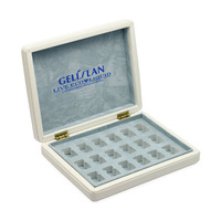 Boîte cadeau en PU avec logo personnalisé, boîte d'emballage pour capsules cosmétiques à couvercle rabattable, boîte de rangement doublée de velours avec insert en mousse