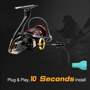 Empuñaduras de Pesca de 63 mm de Fibra de Carbono y 27 mm de TPE en Azul y Dorado para Conversión de Carrete de Spinning Shimano Vanford - Product Image 4