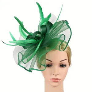 Sombrero fascinador de fiesta temática de estrella de cine para mujer poliéster Spandex pluma de pavo exagerada nupcial graduación foto diadema accesorio - Product Image 2