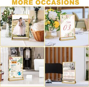 Bán Buôn Đôi Hai Mặt Vàng Acrylic Giữ Dấu 8.5X11 Hiển Thị Rõ Ràng Đứng Bảng Top Menu Flyer Chủ Cho Đám Cưới Các Bên - Product Image 3