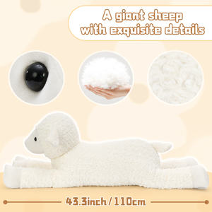 Oreiller en peluche blanc moelleux de grande taille 110 cm de qualité supérieure pour les jouets de machine à griffes, canapé, lit, décoration de la crèche, décoration de la maison - Product Image 4