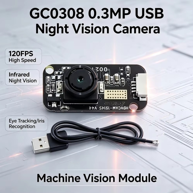 ZYSY 0.3MP GC0308 USB Night Vision Camera Module High Speed 120FPS Infrared Eye Tracking Iris Recognition HBVCAM-1914S V44