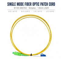 Cordon de brassage fibre optique intérieur 1,8 mm G657A2 Monomode Simplex LSZH Jaune SC APC LC UPC FTTH Longueur personnalisée