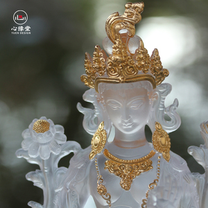 Statue de <span class=keywords><strong>Bouddha</strong></span> en cristal transparent plaqué or 160*100*230mm, idéale pour la méditation et la <span class=keywords><strong>relaxation</strong></span>, à placer dans la chambre - Product Image 2