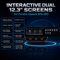 Autoradio Android 13 à double écran, navigation GPS, lecteur multimédia pour Porsche Cayenne 2010-2015, 12,3 pouces, divertissement du copilote