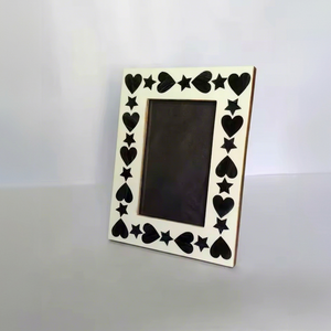 Handmade Black and <b>White</b> Bone Inlay Photo <b>Frame</b> 4x6 Heart and Star Design Wooden Tabletop <b>Picture</b> <b>Frame</b> From REHMAN CRFAT - Product Image 1