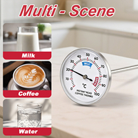 Termometer Minuman Mekanis Bacaan Instan untuk Kopi Susu Air dengan Probe Baja Tahan Karat, Dial Jelas, Pengukur Minuman Dapur