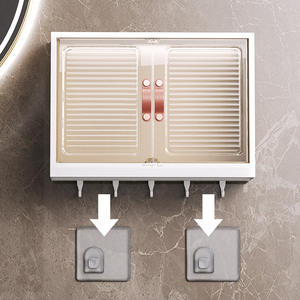 XJH Armoire murale de rangement pour cosmétiques et <span class=keywords><strong>cuisine</strong></span> en plastique non perforé avec portes magnétiques et crochets - Product Image 6