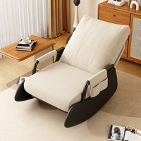 Fauteuil à bascule ergonomique pliable avec base en bois massif |   Fauteuil inclinable en coton durable anti-basculement pour salle à manger, hôtel et villa