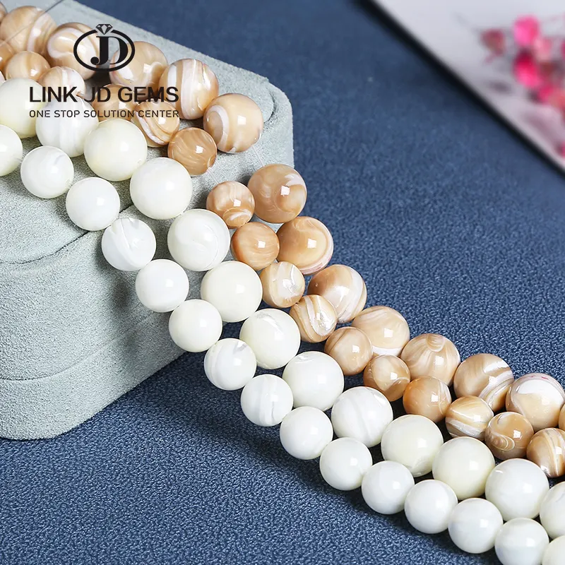 Bianco Perline Perla per Monili Che Fanno Accessorio Conchiglie di Mare Madre Gioielli di Perline Naturale Imperatrice Rotonda di Shell Tallone
