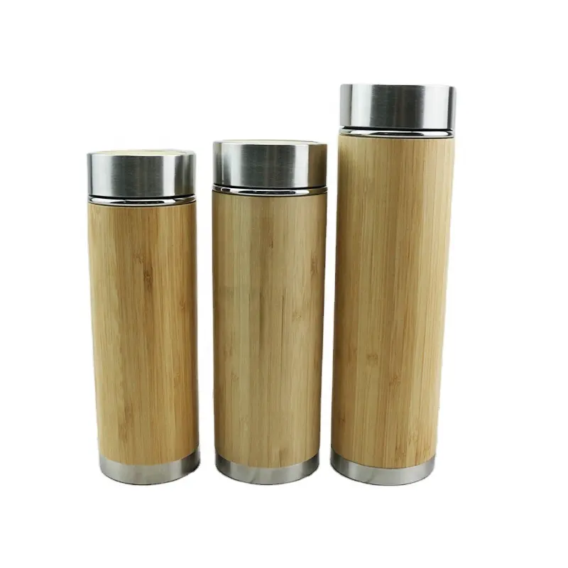 Bamboe Thermos Hot En Koude Dranken Carrier Koffie Thee Tumbler Met Zeef Onderhoudt Temp Water Fles