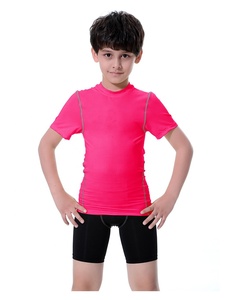 Haute élastique enfants garçons filles séchage rapide vêtements de sport basket-ball Fitness course entraînement t-shirt Sport Compression serré t-shirts - Product Image 5