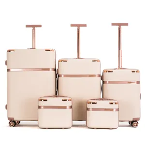 2023 New Trend valise de voyage 6 pcsローラートラベル折りたたみスピナーハードシェル拡張可能チェックスーツケースセット