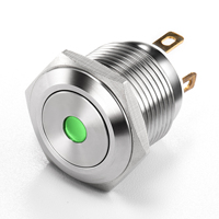 Interrupteur à bouton-poussoir LED 16 mm en acier inoxydable et aluminium IP34, NC NO, action momentanée pour appareils électroménagers