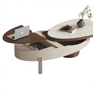 Foshan Factory MRH Petal Coffee <b>Table</b> Modern Solid Wood Extendable Design Light Luxury Living Room Furniture - Product Image 1