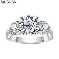 Bague de promesse MuShan en argent sterling 925 avec moissanite VVS, plaquée or 18 carats, pour fille, parures de bijoux de créateur MST Patent