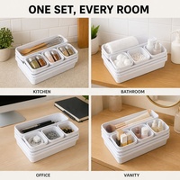 Ensemble de 8 plateaux de rangement modulaires emboîtables pour bureau, tiroirs, fournitures de bureau, maquillage, cuisine, coiffeuse, salle de bain, placard