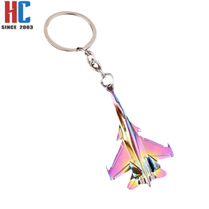 Porte-clés pendentif en alliage métallique plaqué or 3D moderne, modèle d'avion de chasse aérospatial, personnalisé en usine depuis 23 ans - Product Image 3