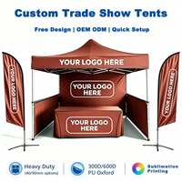 Tente de salon professionnelle personnalisée 10x10 pieds en Oxford 300D avec structure en acier, auvent carré pop-up monocouche imperméable pour les points de vente temporaires
