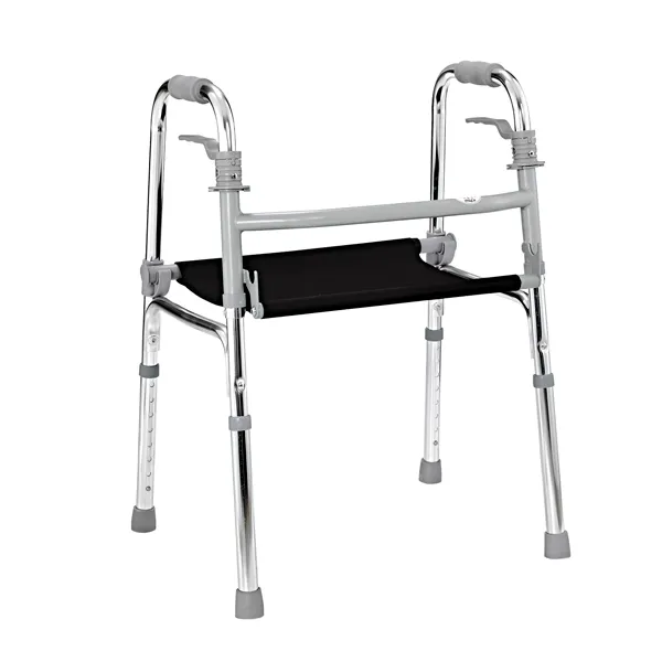 Trotteur avec siège pliant pour adulte, soins à domicile pour personnes âgées, hauteur réglable, marcheur en aluminium