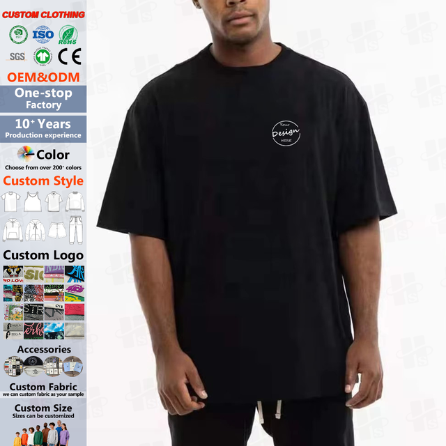 2026 Oversized T Shirts for Men Wholesale Heavyweight 100% Cotton Drop Shoulder Blank T Shirt Plus Size Custom Print Logo