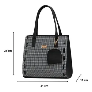 Borsa Vintage da Donna Fana Isadora Cuadriblanco 5, Motivo Pied-de-Poule, Chiusura con Cerniera, Doppi Manici Superiori, per Uso Quotidiano - Product Image 4