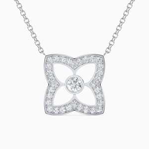 Collar con Colgante de Oro de 14K/18K/22K, 0.30 CT, Piedras Laterales de Diamante con Corte Brillante, Personalizable, Cultivado en Laboratorio, Claridad VVS-SI, Color G, Lujo - Product Image 1