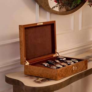 DS OEM Luxury Wooden <b>Watch</b> <b>Case</b> Leather Lining Eco-Friendly Wood-Grain Finish Rectangle Shape Button Closure Custom Storage <b>Box</b> - Product Image 1