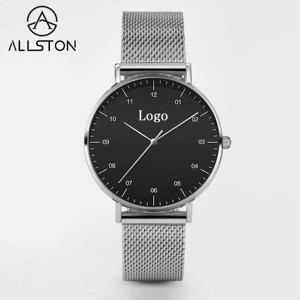 Orologio da Polso Allson Personalizzato, Nuovo, al Quarzo, Impermeabile, <span class=keywords><strong>di</strong></span> Lusso, in Acciaio Dorato, per Uomo, con il Mio Logo - Product Image 4
