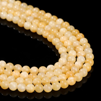 Perles de topaze jaune naturelle crémeuse, pierres rondes lisses, pierres brutes polies, cristal de jade pour bracelet bohème, bijoux DIY, lot