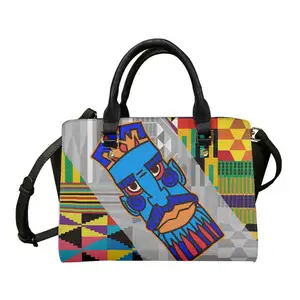 カスタムアフリカ系アメリカ人ダシキ部族アートデザインストラップクロスボディレディースハンドバッグ財布ラージトートショルダーバッグトップハンドル
