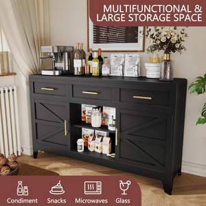 מזנון מזנון גדול 47 "תחנת קפה חווה מודרנית עם 3 מגירות ו-2 דלתות מחסן מטבח - Product Image 3