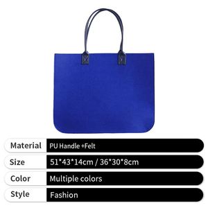 Nouveau sac fourre-tout tendance en feutre bleu avec poignées en PU pour événements publicitaires - Product Image 3