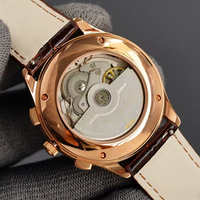 Montre-bracelet pour homme de style designer OEM, cadran sectoriel, chronographe automatique, tachymètre, verre saphir, boîtier en acier, bracelet en cuir marron, 40 mm