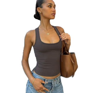 Débardeur noir tricoté ample pour femme, sans manches, avec découpes latérales profondes, léger, décontracté, pour l'été, le yoga, la gym, le fitness et le sport - Product Image 1