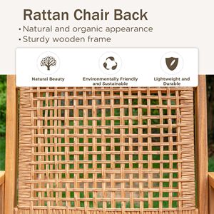 Acacia gỗ ăn uống ngoài trời ghế Bộ 2, ghế bành với lưu trữ wicker trở lại thiết lập, farmhuse phong cách Gỗ Tếch bàn sân ban công - Product Image 6