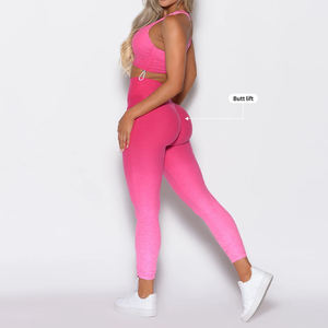 Nouveau dégradé personnalisé Yoga vêtements Acticewear débardeur haut court bout à bout Leggings Gym Fitness ensembles pour femmes vêtements de sport d'entraînement - Product Image 6