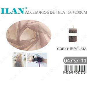 Tela de encaje Ilan 150x200cm color plata para accesorios de vestido de novia - Product Image 2