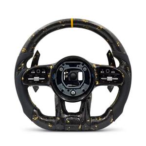 Volante LED de Fibra de Carbono Forjado en Oro para Mercedes-Benz W176 E63 CLA45 W221 AMG W177 W212 W222 W166 <span class=keywords><strong>W213</strong></span> W205 W167 C43 - Product Image 2