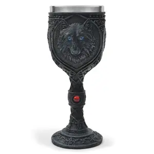 3D Black Wolf Head Stainless Steel Liner Wolf King Diamond Spirit Cup Wine Cup Goblet