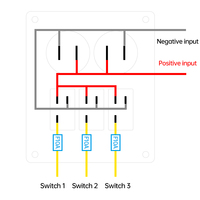 Panel de interruptores basculantes impermeable de diseño cuadrado de 3 módulos con toma de cigarrillos USB de 12V y toma USB para coche, barco, RV, autobús