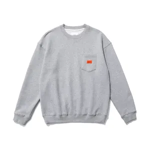 पुरुषों की crewneck बाएं सीने जेब ग्रे बड़े क्रू गर्दन sweatshirts