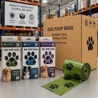 Sacs à déchets compostables écologiques personnalisés pour animaux de compagnie, vente chaude, sacs à crottes de chien jetables portables en plastique biodégradable