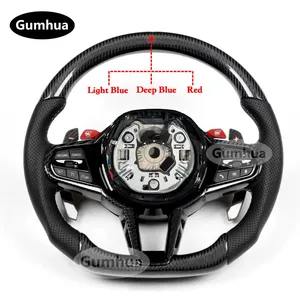 Volante Personalizado de Fibra de Carbono con LED para <span class=keywords><strong>BMW</strong></span> G01 G02 G05 G12 G14 G15 G16 G30 Z4 Serie 5 6 7 8 M4 M8 F95 G82 G38 G20 <span class=keywords><strong>G21</strong></span> G11 CS - Product Image 1