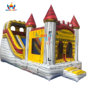 Château gonflable de haute qualité en PVC personnalisé, bleu marbré, avec toboggan aquatique, maison de rebond à vendre - Product Image 4