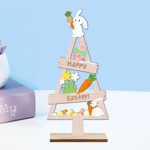 Adornos de Madera de Conejo y Huevo de Pascua, Decoración de Escena Festiva, Manualidades - Product Image 5