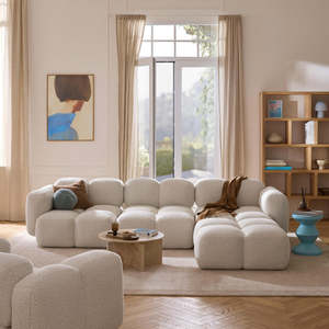 <span class=keywords><strong>Canapé</strong></span> d'angle modulaire en tissu, style minimaliste moderne, avec chaise longue réversible, meubles rembourrés pour salons de villa - Product Image 1