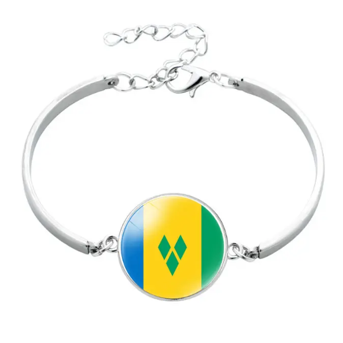 Bracelet en alliage minimaliste de pierres précieuses du drapeau national de Saint-Vincent-et-les Grenadines