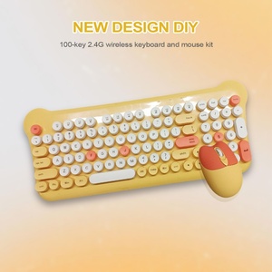 Dễ Thương Động Vật Tai Đầy Màu Sắc Keycaps 100 Phím 2.4G Không Dây Chơi Game Bàn Phím Và Chuột Combo Cho Cô Gái Sinh Viên PC - Product Image 4